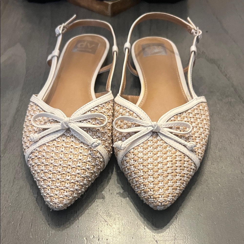 Dolce Vita Cream Woven Slingback Flats